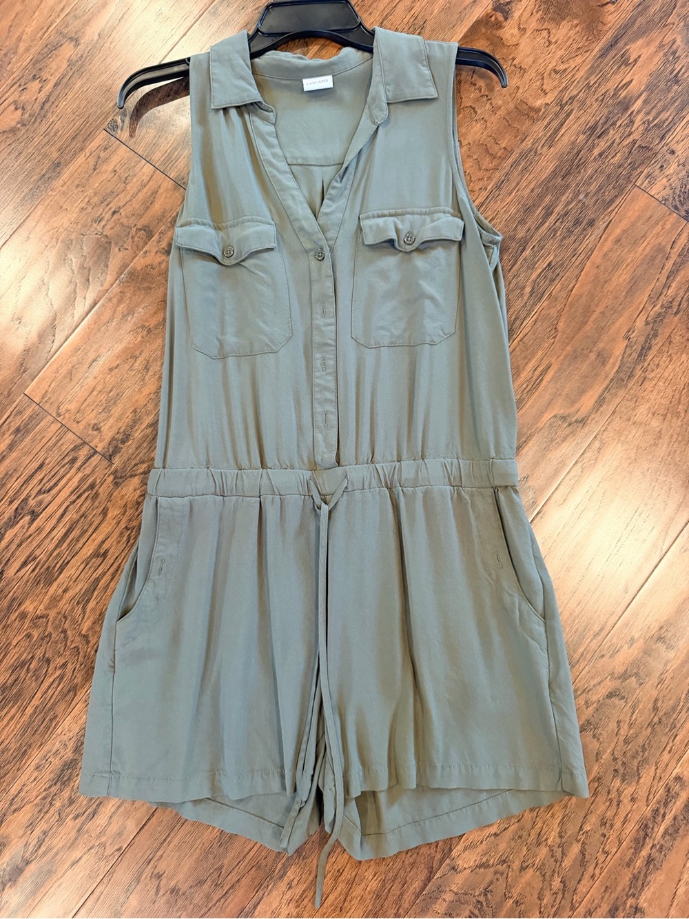 Sleeveless Utility Romper in Olive Green